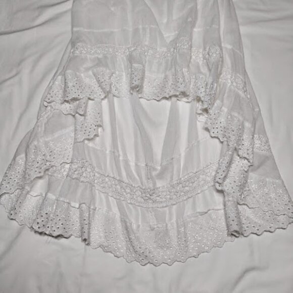 SOLITAIRE SWIM Swim Lace Trim Beach Cover Up High Low Dress Sleeveless Smocked S - Picture 7 of 12